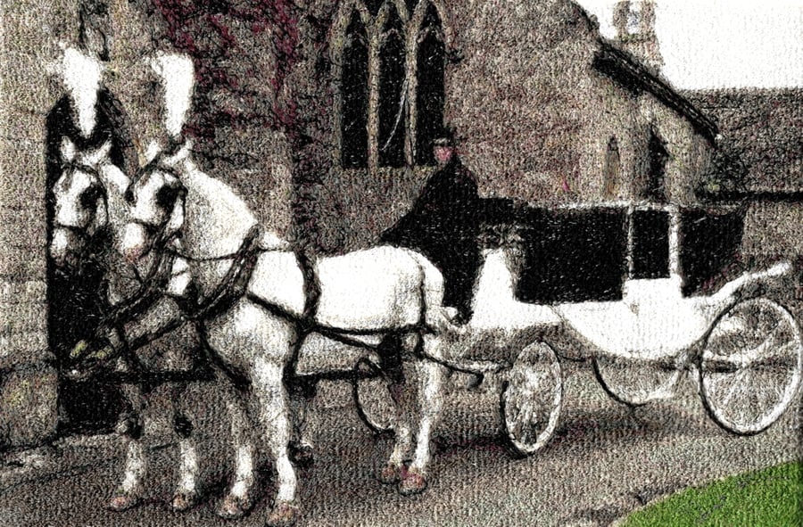 Embroidered Art - Horse Drawn Carriage, St. Pierre II  A beautiful work of art