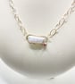 Keshi Pearl and Pink Tourmaline Silver Hand Textured Chain - Image 1