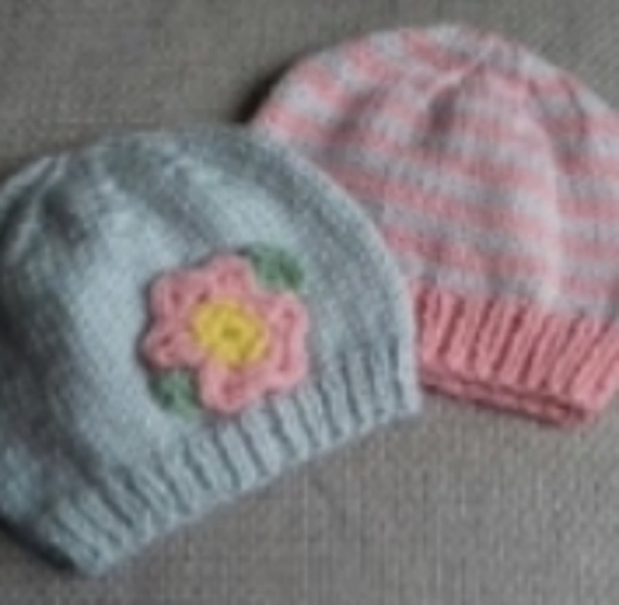 Hand knitted baby hats 