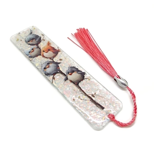 Baby Birds Resin Bookmark with Colour Charnging Background