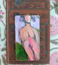 Semi abstract contemporary nude painting on wood. 