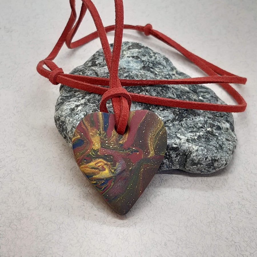 Heart shaped polymer clay pendant