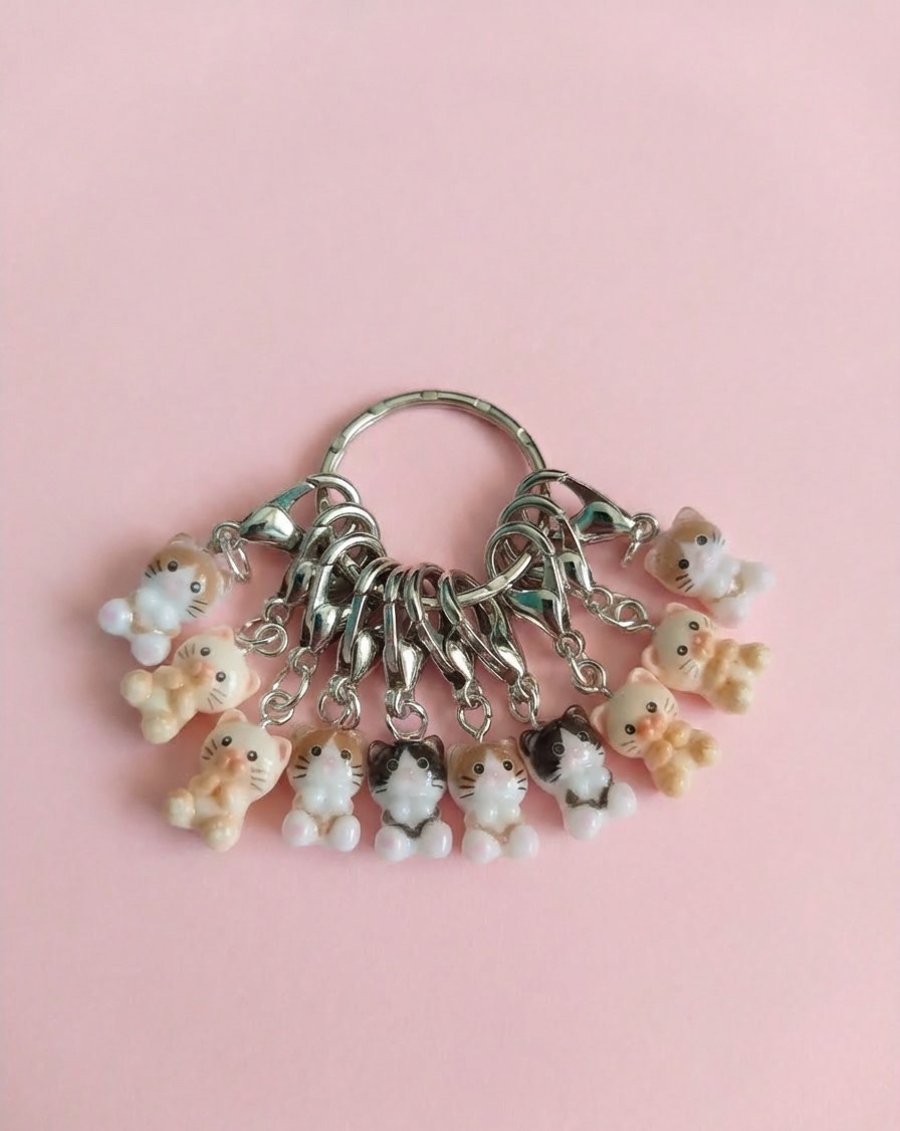 Mini Kitten Stitch Marker Charms 
