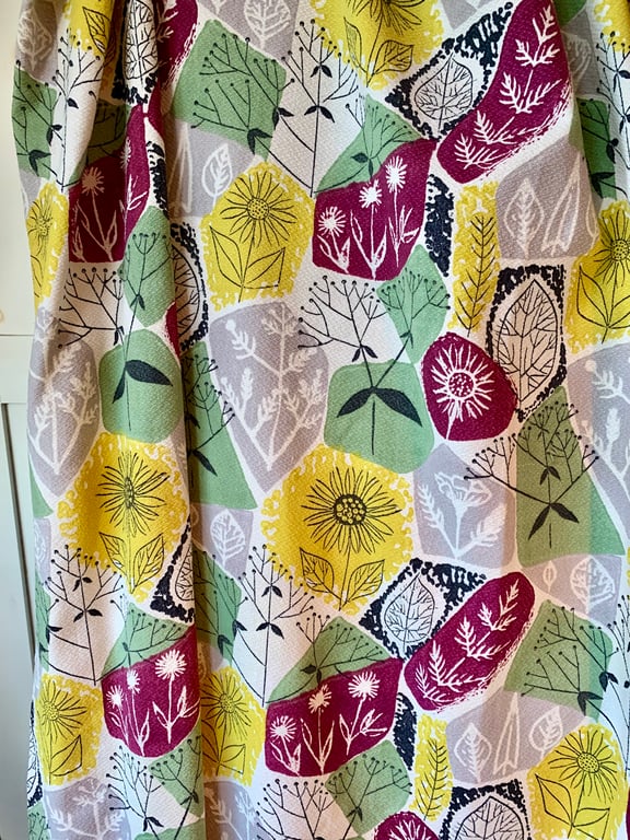 MidCentury Helianthus MidCentury 50s 60s Bernard Wardle Barkcloth Vintage Fabric