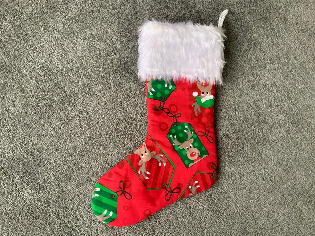 Fabric Christmas Stocking, Lined, Christmas Decoration, Stocking