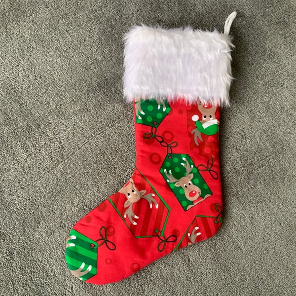 Fabric Christmas Stocking, Lined, Christmas Decoration, Stocking