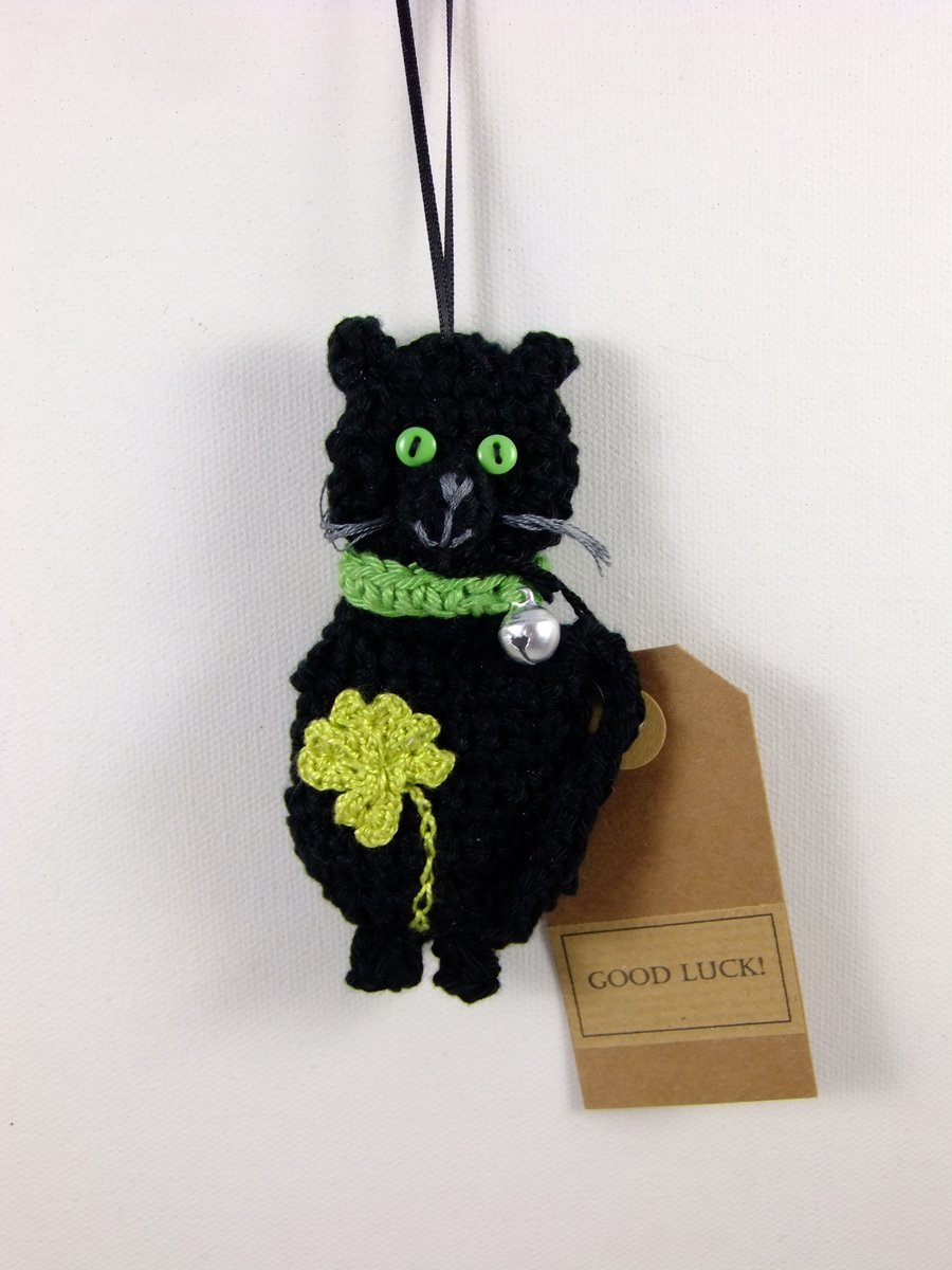 Crochet Good Luck Cat With Clover