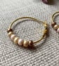 Pearlised bead hoop earrings, gold plated - Image 3