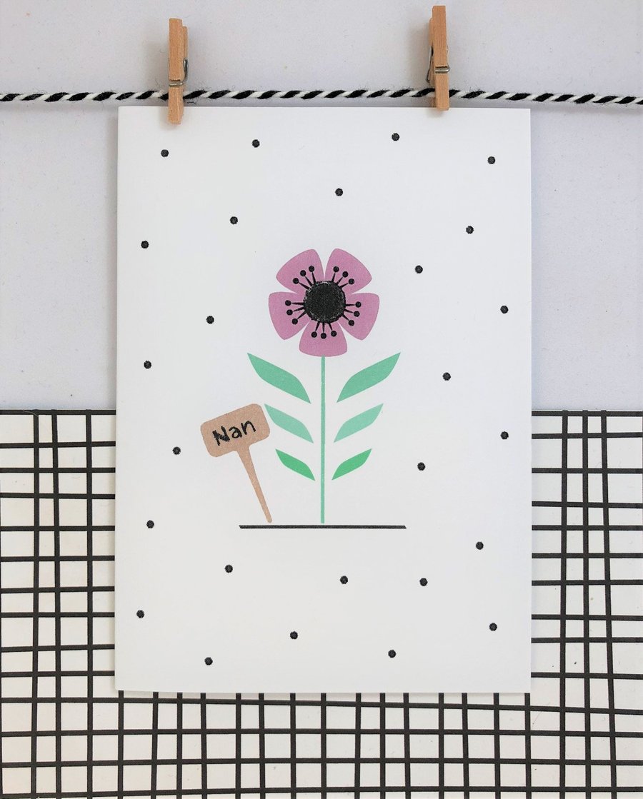 Nan Card - Wildflower Seed Card - Handmade Card - Floral Card