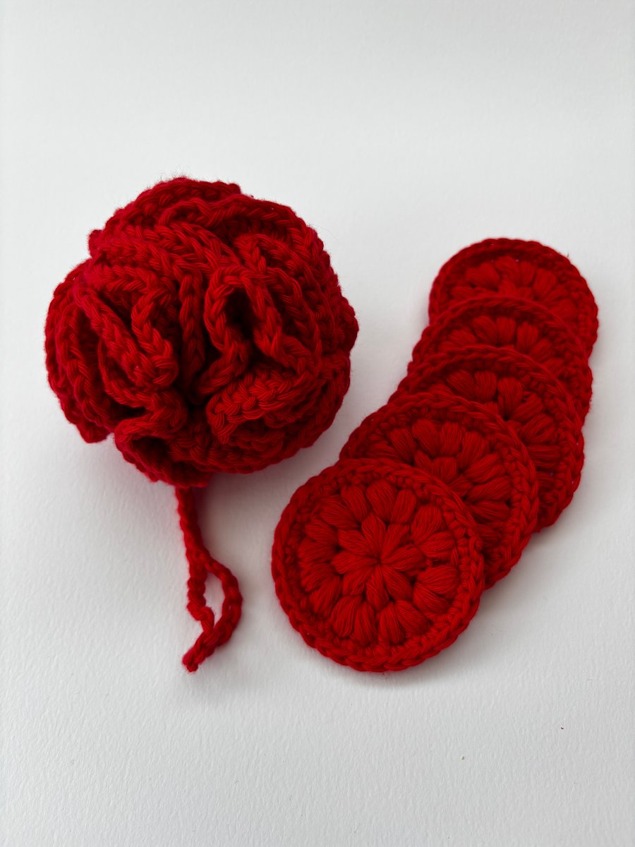 Crochet Spa Set - Bath Puff & Face Scrubbies