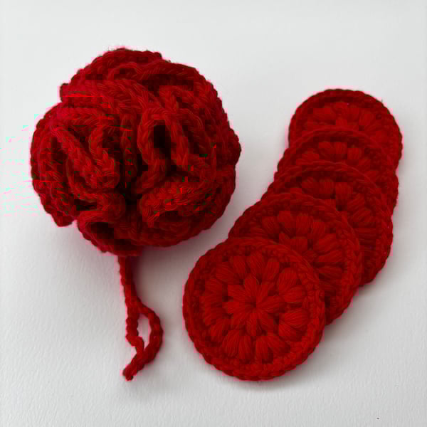 Crochet Spa Set - Bath Puff & Face Scrubbies