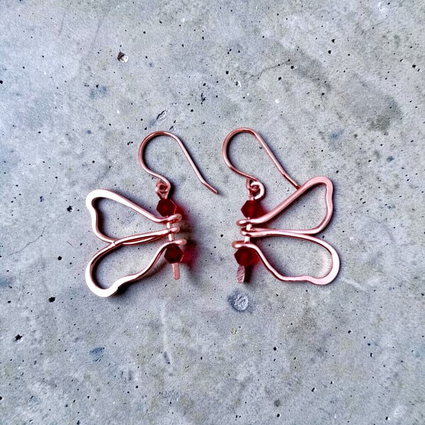 Butterfly Crystal Earrings - Dangle 