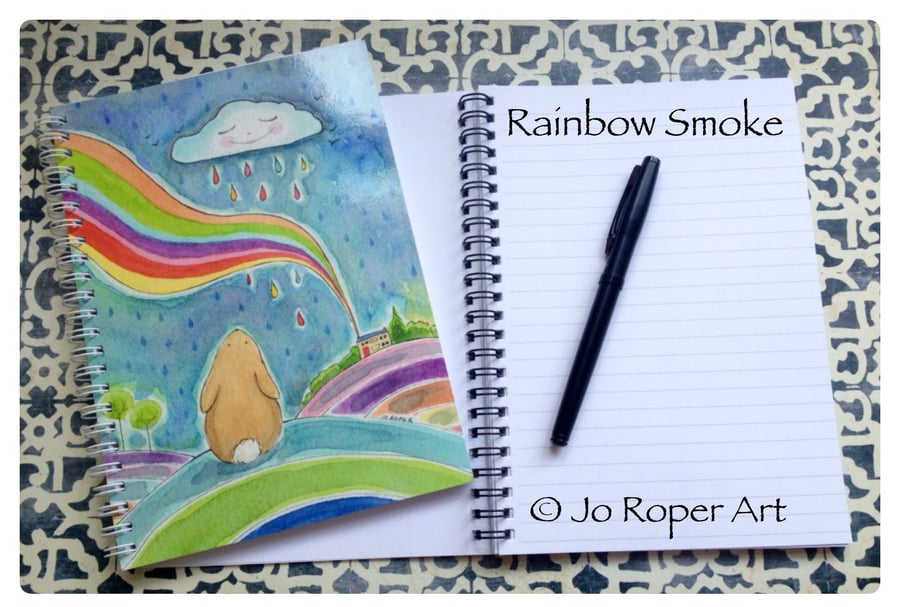 Rainbow Smoke Bunny notebook project book by Jo Roper 
