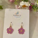 Lilac Flower Earrings, Floral Charms, Handmade Jewellery 