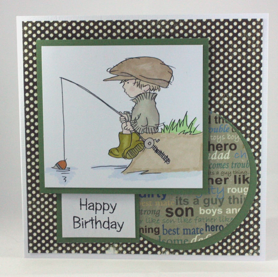 Handmade birthday card  - the fisherman