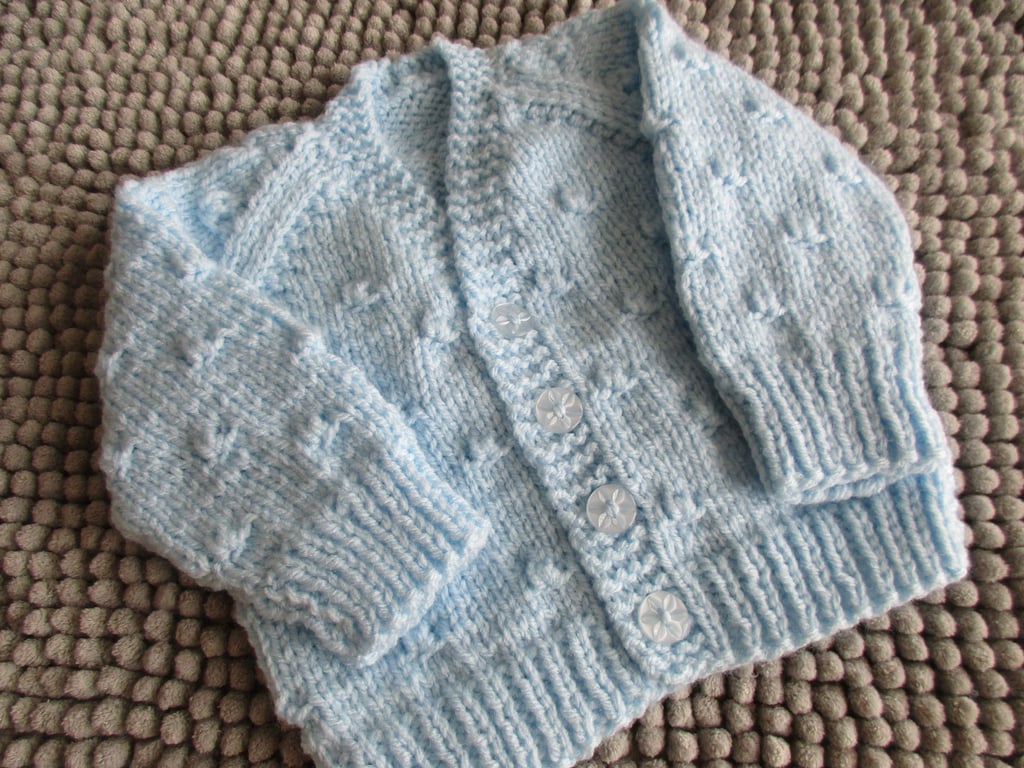 14" Newborn Baby Boys Knots Patterned Cardigan
