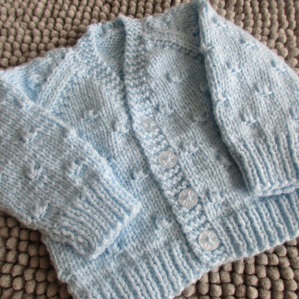 14" Newborn Baby Boys Knots Patterned Cardigan