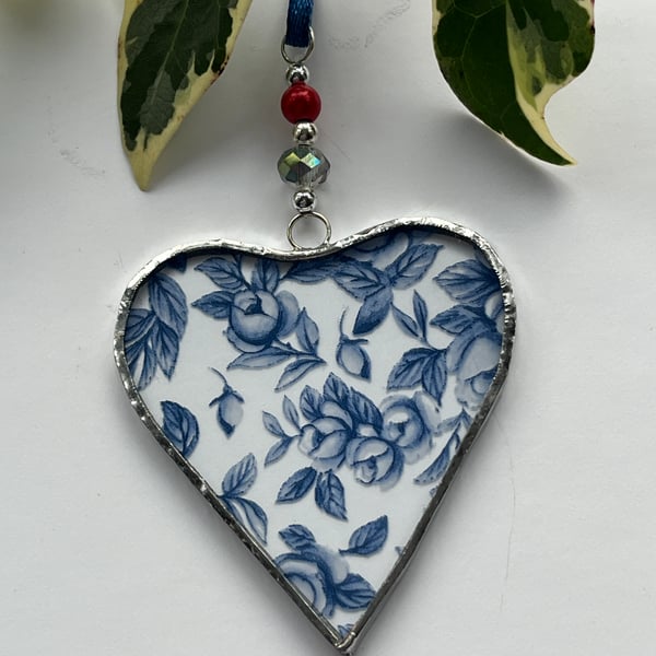 Stained Glass Ribbon Heart Suncatcher Decoration 