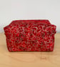 Red and Silver Christmas Fabric Quilted Box Makeup Bag - Image 1