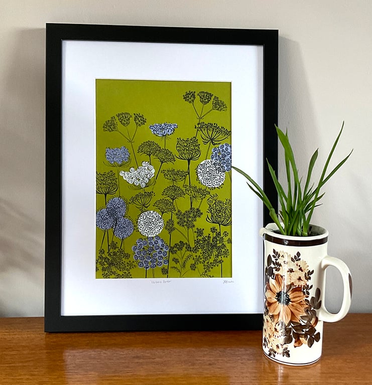 Verbena Border Green - original screen print