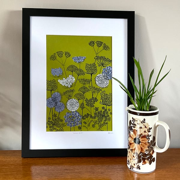 Verbena Border Green - original screen print