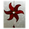   Star Stained Glass Suncatcher Christmas Decoration Red Swirl