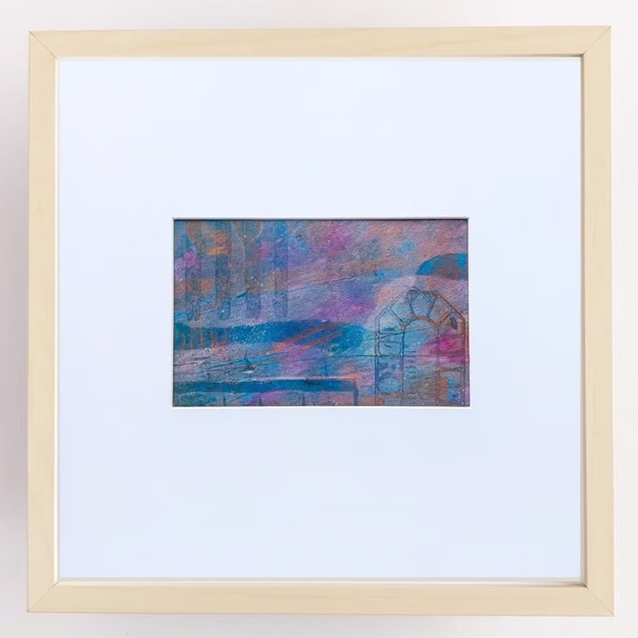 Blue, Graphic Abstract art, original painting, Summer Seconds