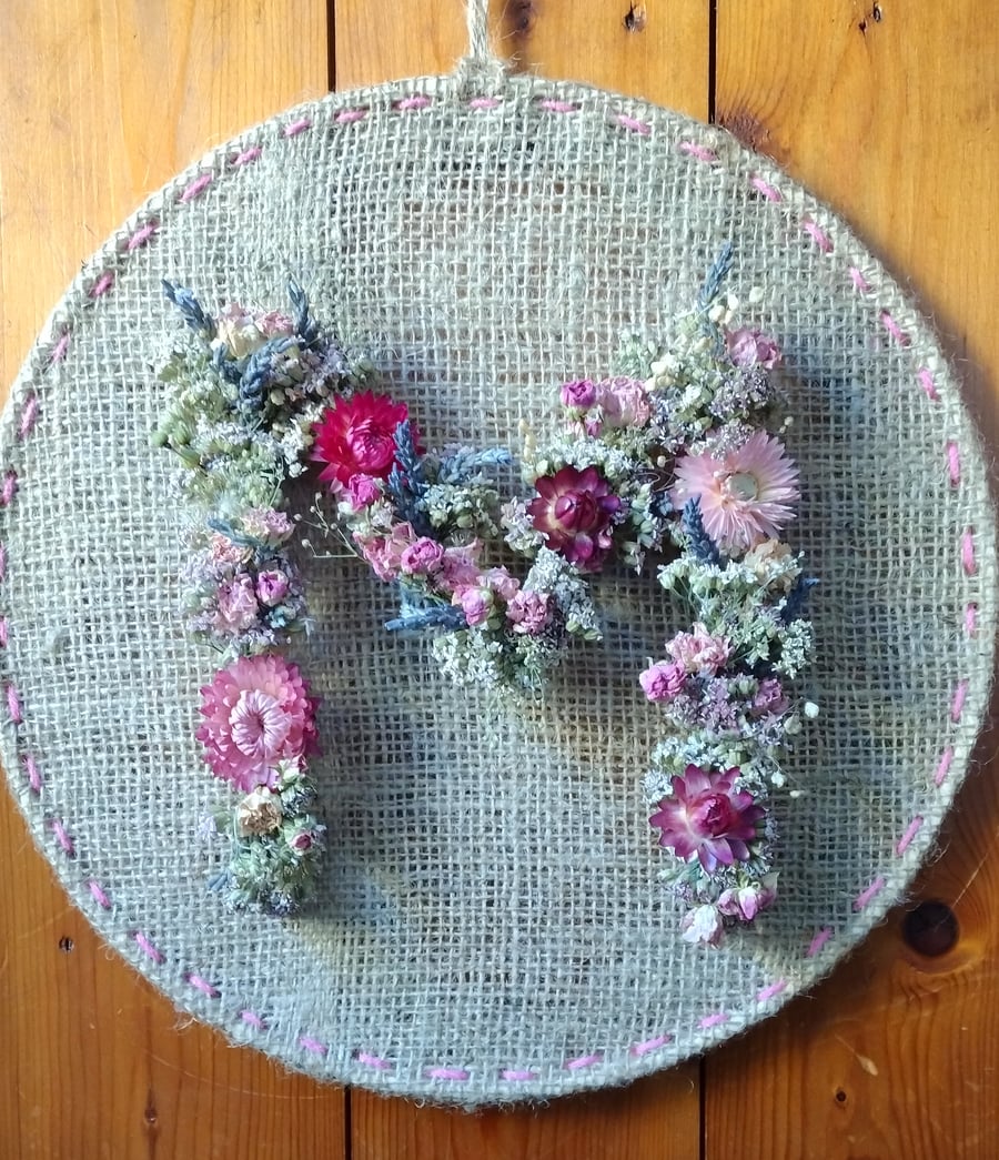 Personalised dried flower wall hanging - made to order