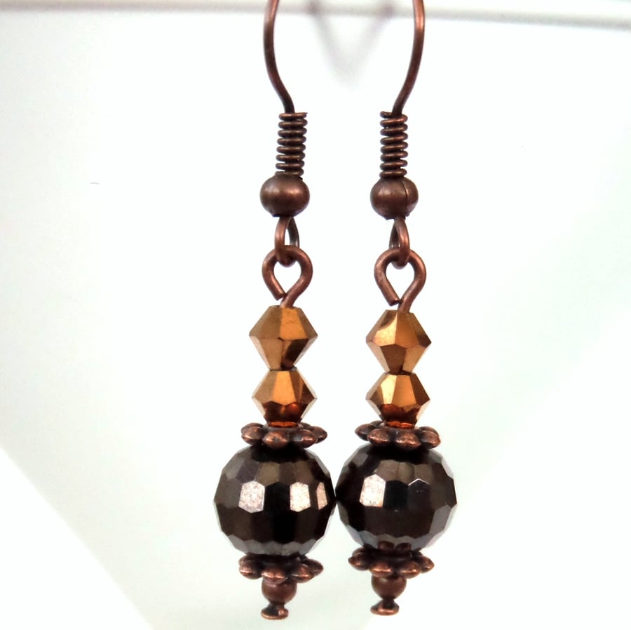 Copper & crystal earrings