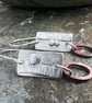 Silver and Copper Textured Dangle Earrings  - Image 1