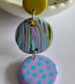 Turquoise, Lavender and Mustard Patterned Drop Earrings - Image 2