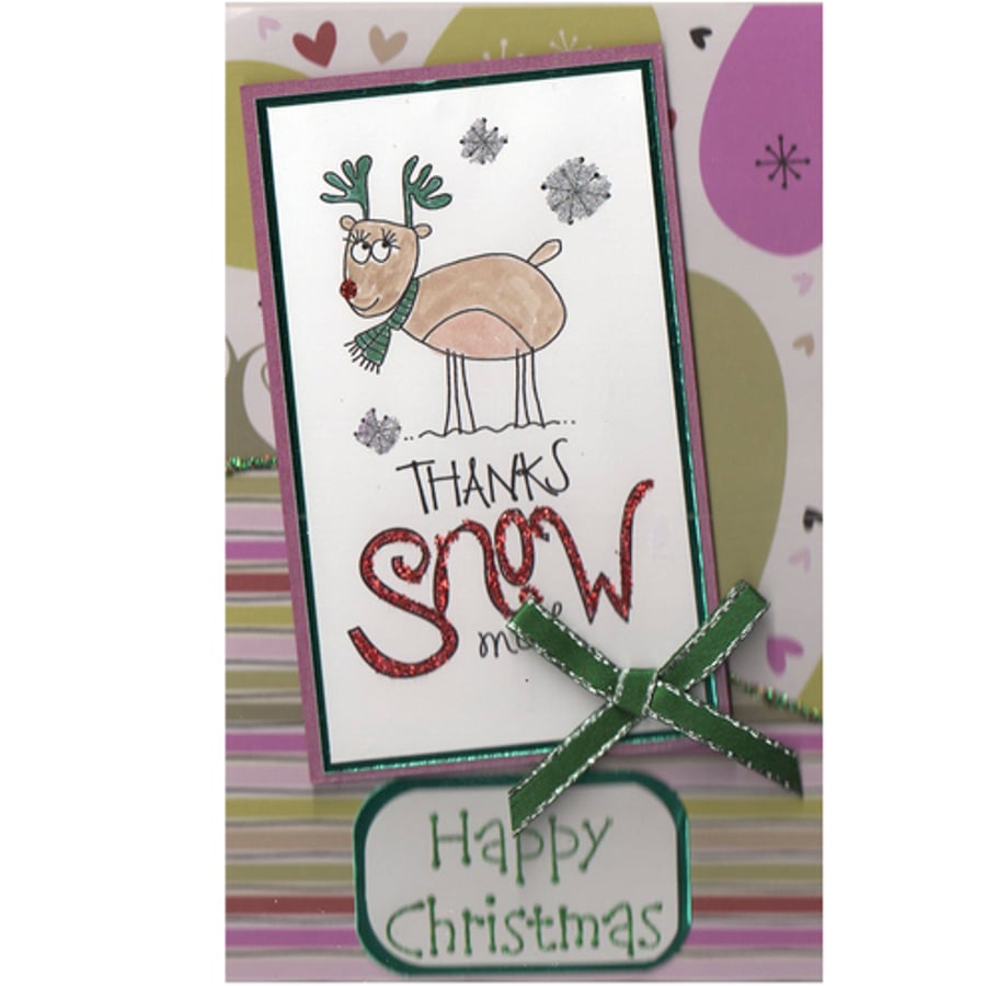 Snow Reindeer on patterned background (X514)