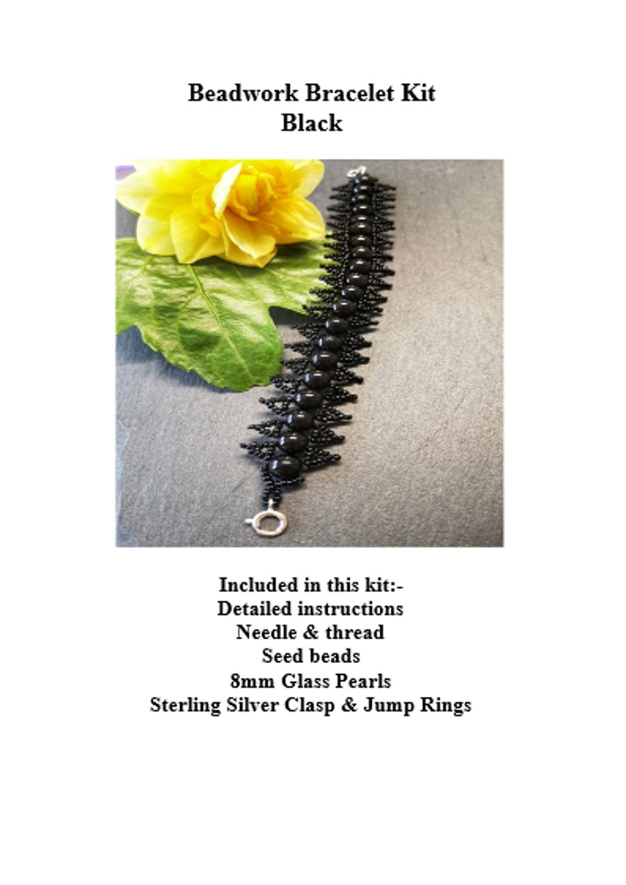 Black Beadwork Bracelet Kit 