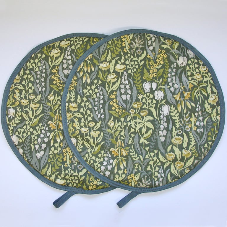 Aga Hob Lid Covers Pair of Mats Pads William Morris Kelmscott Moss Green