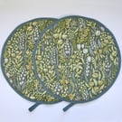 Aga Hob Lid Covers Pair of Mats Pads William Morris Kelmscott Moss Green