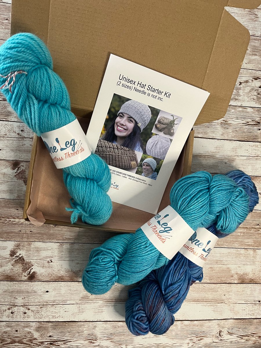 Hat knitting kit with one skein of hand dyed yarn