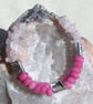 Pink Morganite & Rose Quartz Gemstone Beaded Bracelet "Wild Rose" - Image 3