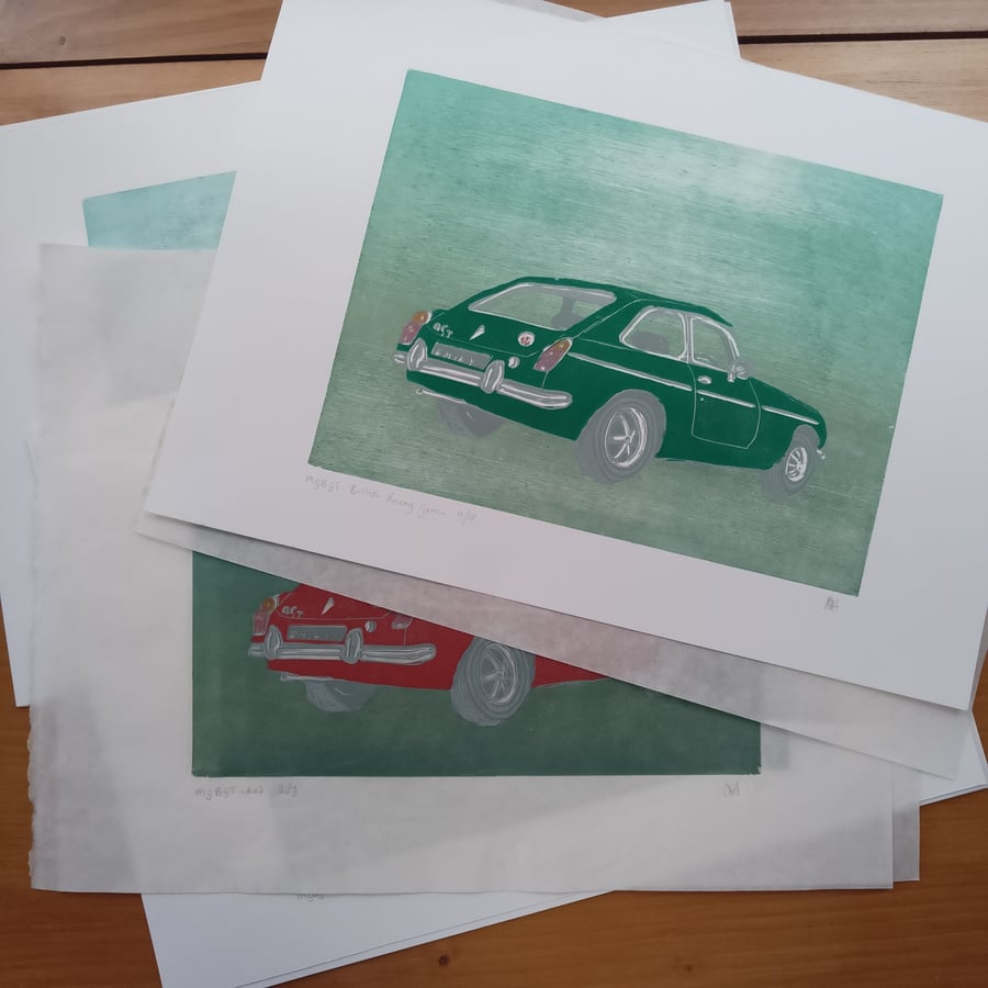 MGBGT linoprint limited edition 