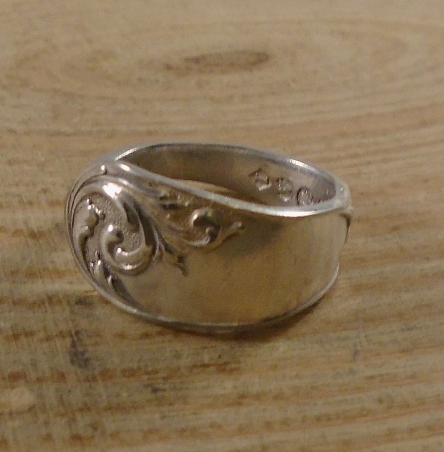 Upcycled Silver Plated Swirl Spoon Handle Ring SPR112006