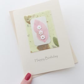 Pretty Birthday Card, Pastel Leaf, Nature lovers arty card