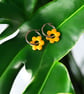 Yellow Sunrise Flower Hoop Earrings - Image 2