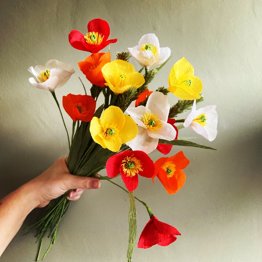 Paper poppy bouquet