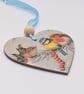 Garden birds Christmas decoration, hanging heart, wooden gift for a bird lover  - Image 4