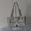 Shoulder Bag Hand Bag in woodland friends Cotton Fabric with Hessian Handles 