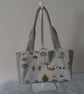 Shoulder Bag Hand Bag in woodland friends Cotton Fabric with Hessian Handles 