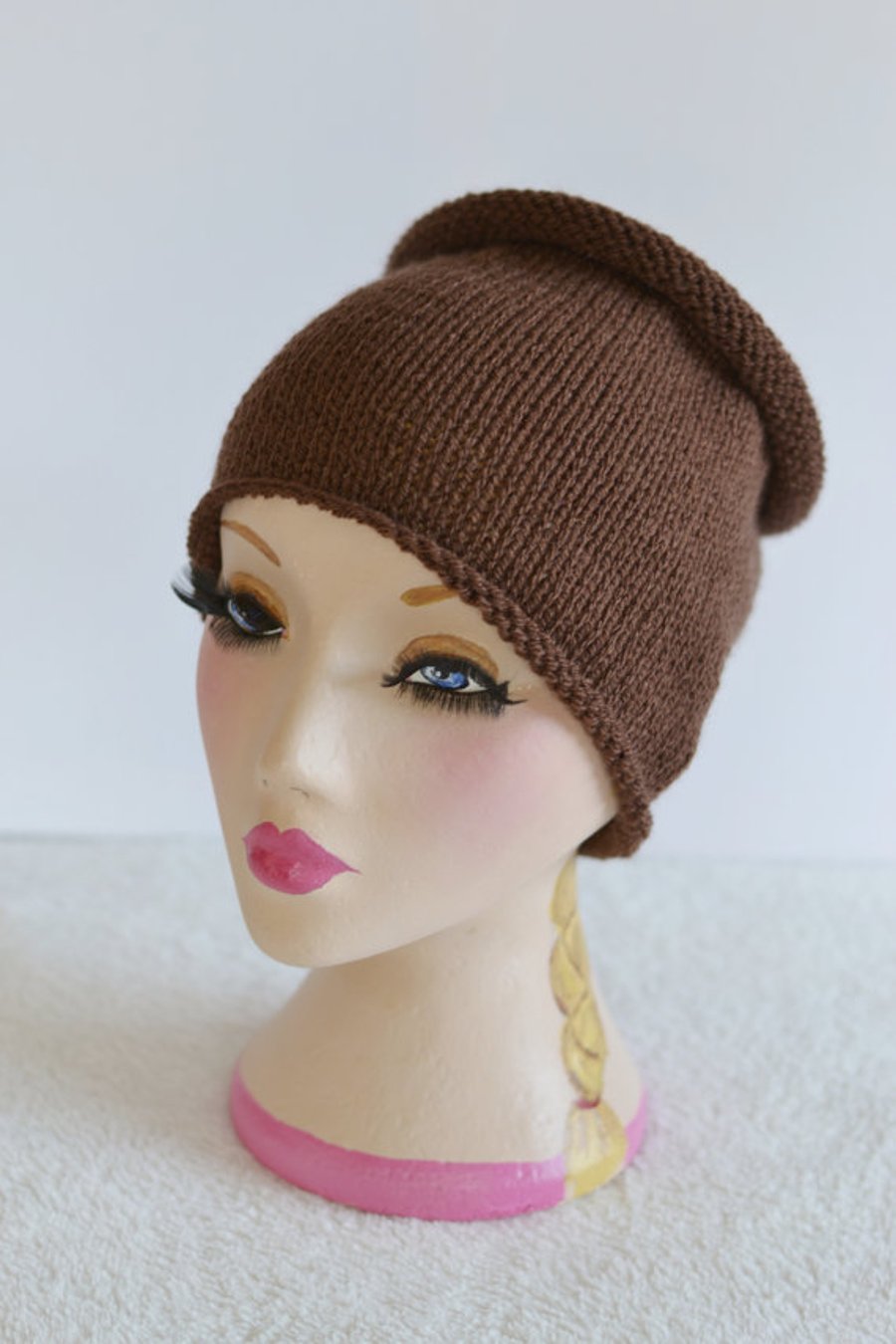 Unisex Walnut Brown Knitted Tube Hat, Dreads Sock