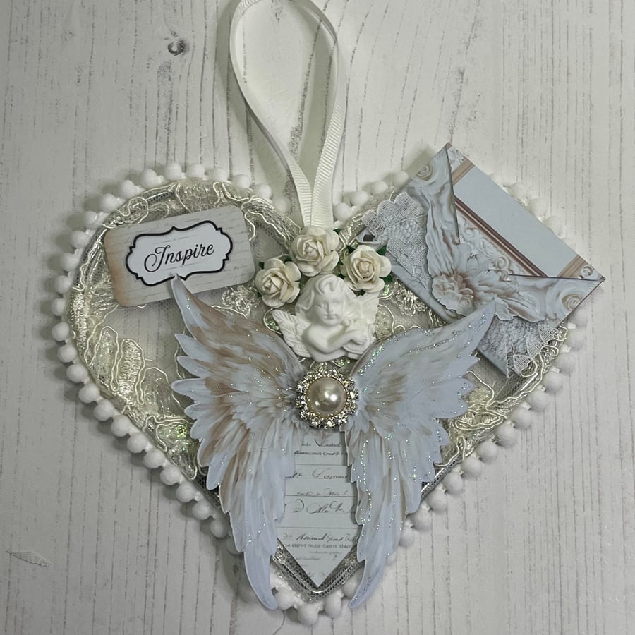 Lace Angel Wing Heart Decoration - 2025.40 - PB4