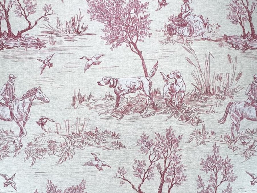 Country Toile Tablecloth. 350 x 135cm   Red