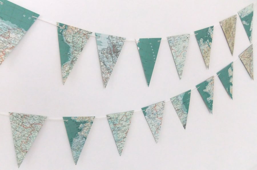 Map bunting - British Atlas Bunting - Eco-friendly bunting garland
