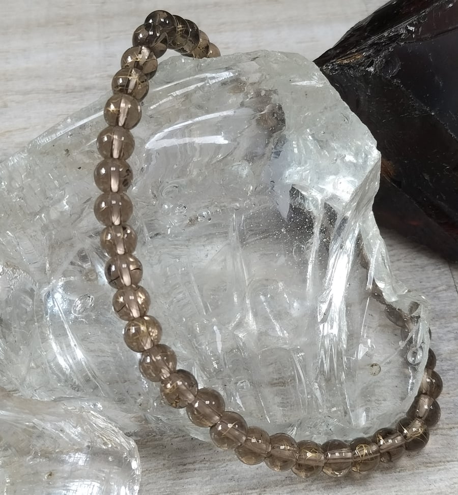 AL70 Brown and gold glass beaded anklet